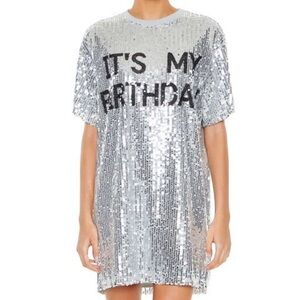 Sequin “IT’S MY BIRTHDAY” T-Shirt Dress